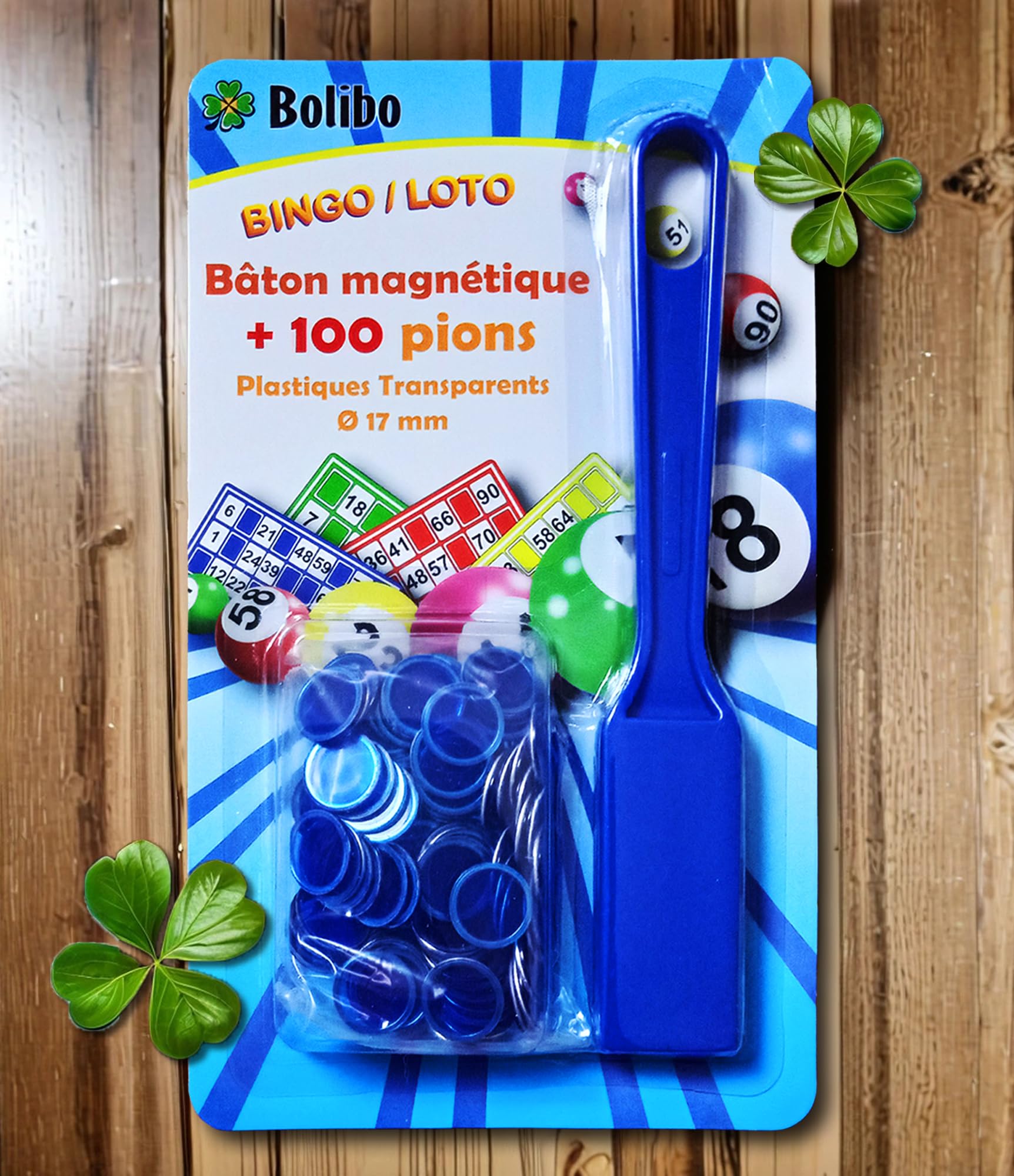 Bolibo JETON Loto magnétique - 100 Pions 17 mm - Couleur au Choix Bleu