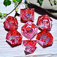 Vista 4 de Resin Cat Head DND Dice, Sharp Edge Dungeons and Dragons Polyhedron Game Dice Set for Role Playing Games RPG Explorer Magic, Holiday Birthday Gifts