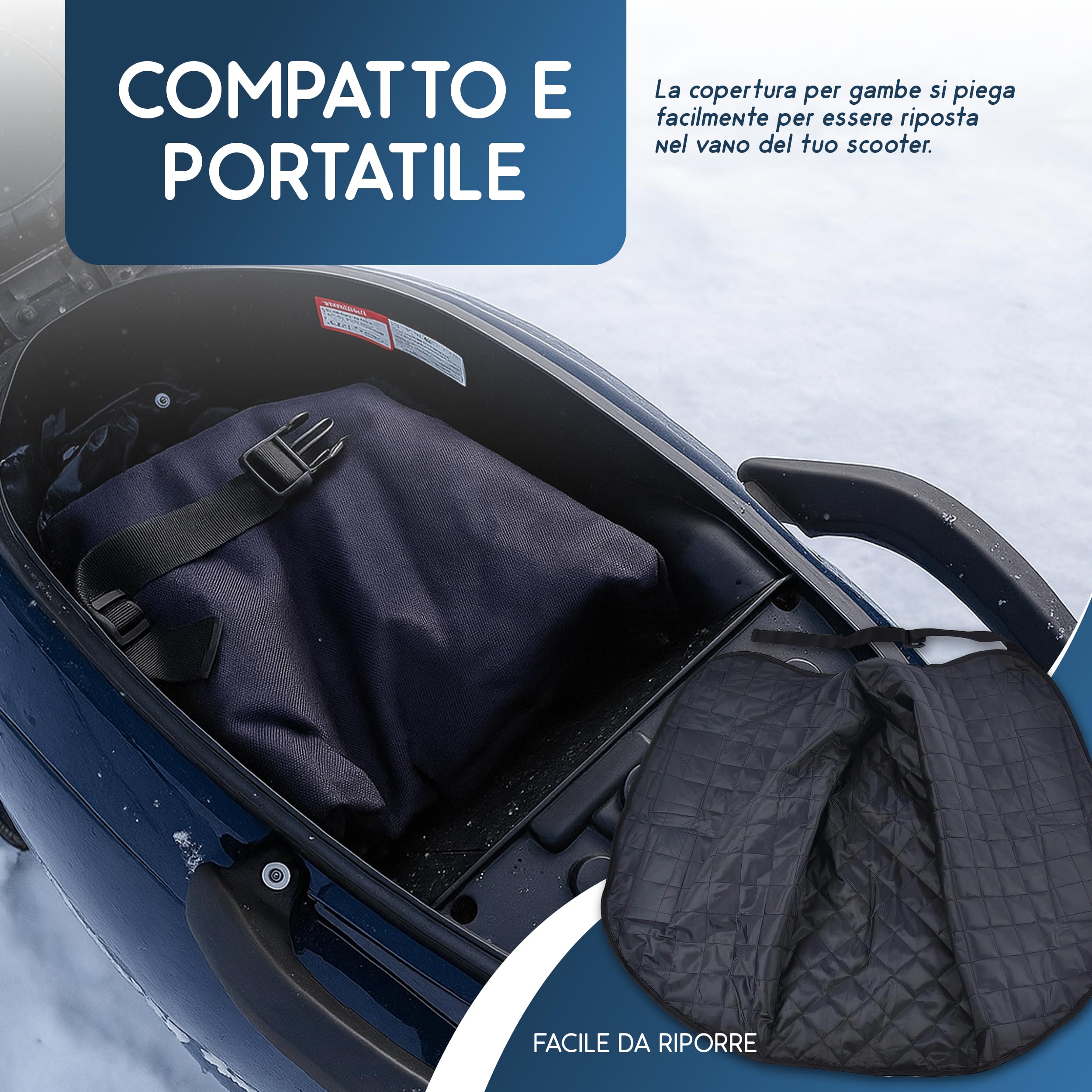 Scooter - Tappeto universale per gambe - Scalda gambe - Coperta - Tappeto Scootmobile - Impermeabile - Antivento - Copertina Scooter