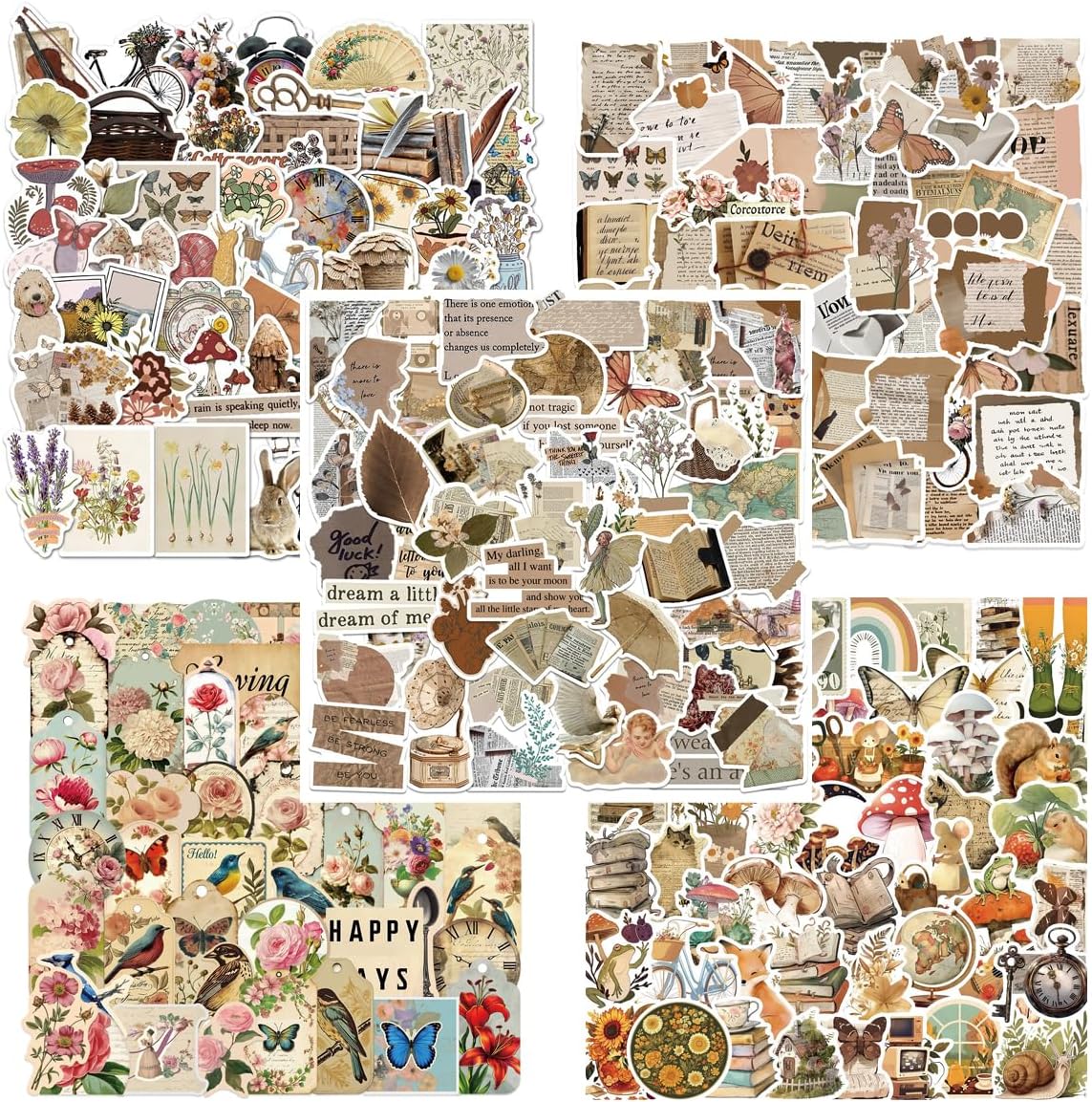 100PC Vintage Notebook Series Creative Stickers for Phone Cases and Notebooks, Decals, 100pc(Random)