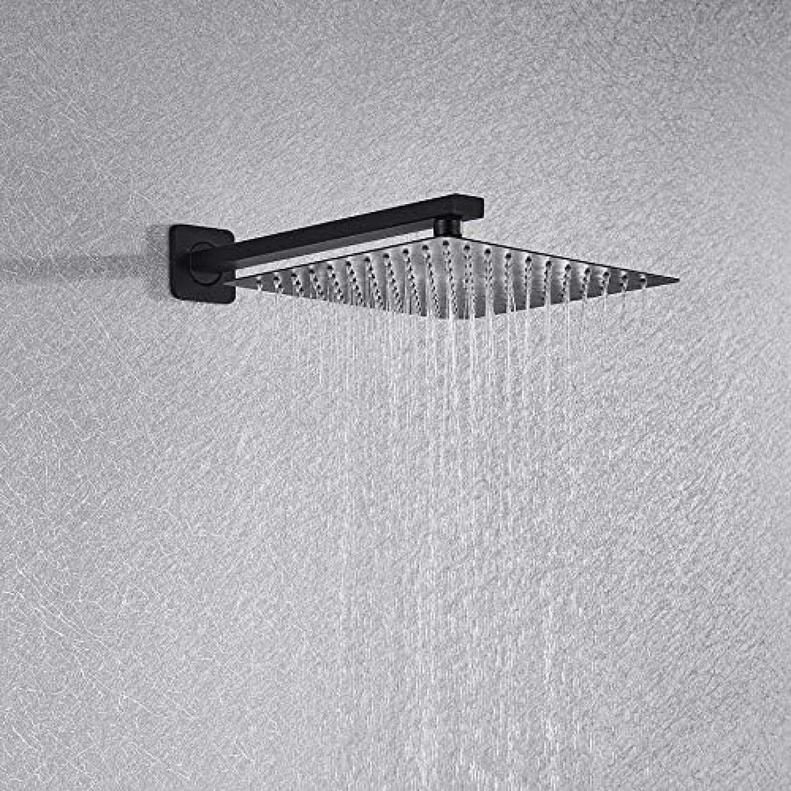 Juego de Ducha de Pared, Grifo Mezclador Tipo Lluvia para baño con Ducha de Mano, caño Giratorio Negro para bañera, grifos domésticos de 12 Pulgadas A y 10 Pulgadas A.
