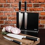 Babish 5-Piece Ensemble de blocs de couteaux de cuisine forgés magnétique – 1.4116 Couvert en acier allemand avec support de couteau magnétique – Couteau de chef professionnel