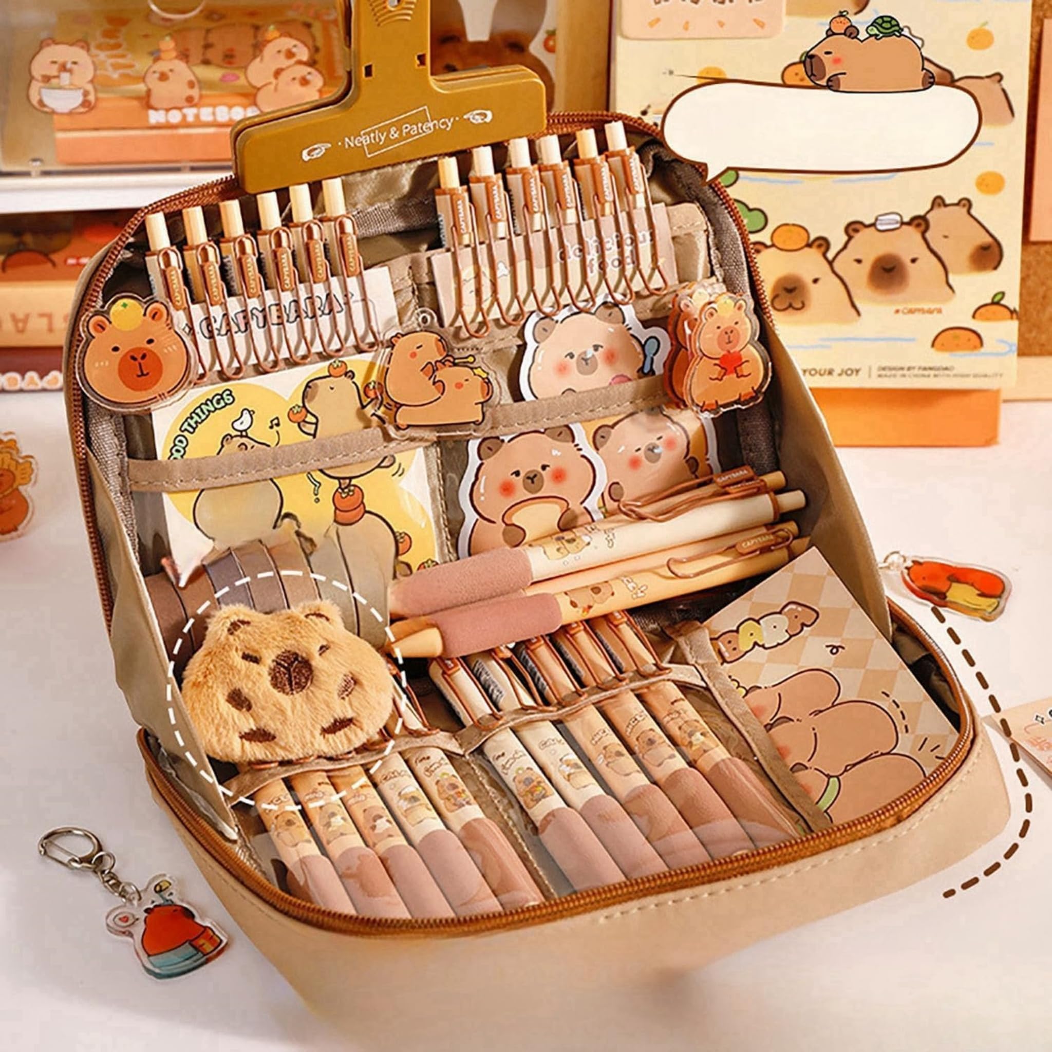 Zaino Capibara Kawaii,Set Di Zaino Scolastico In Tessuto Oxford, Include Astuccio E Borsa Portapranzo – Articoli Per Studenti