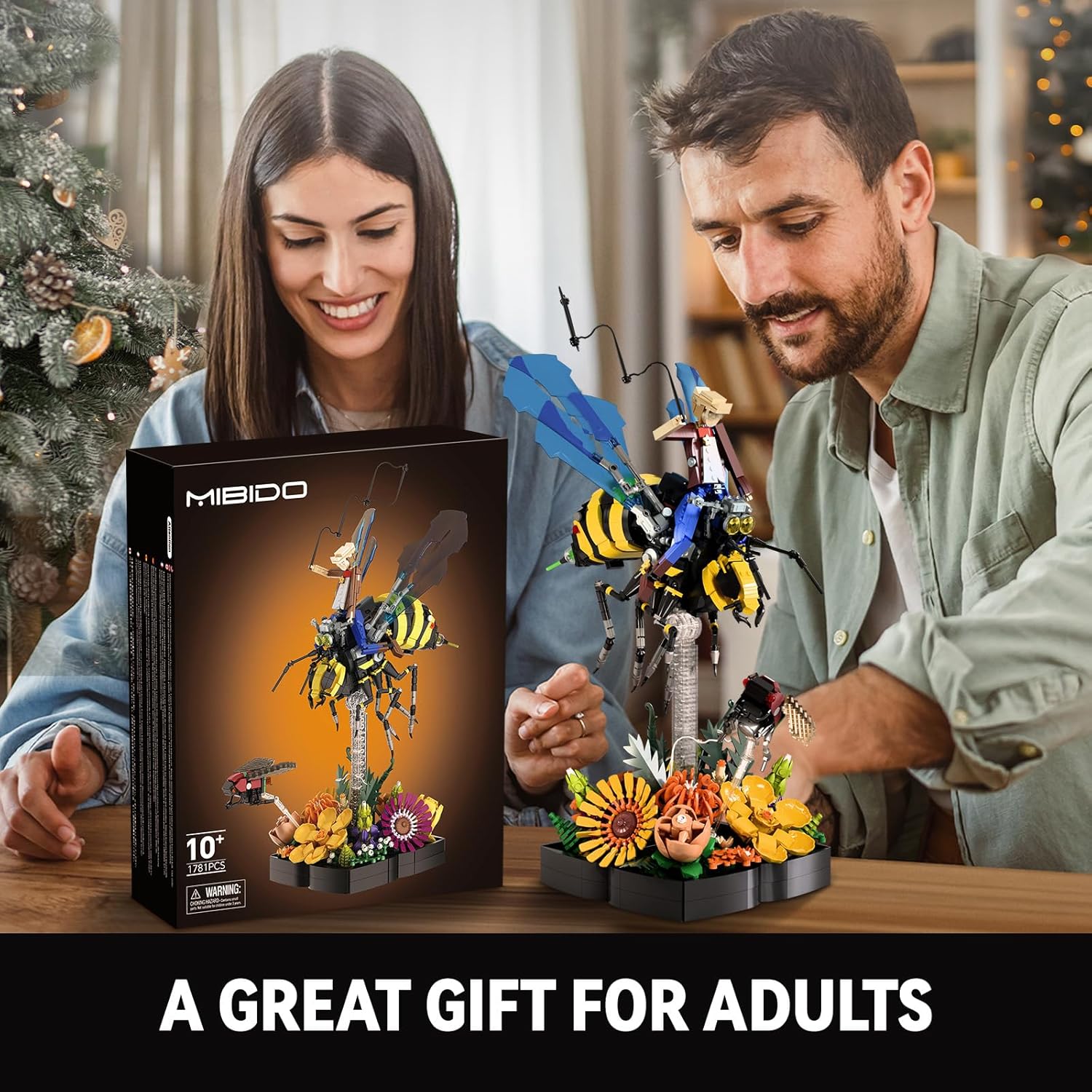 Bee Flower Building Set for Adults Home Decor or Office Display Christmas Creative Gift Idea for Nature Lovers