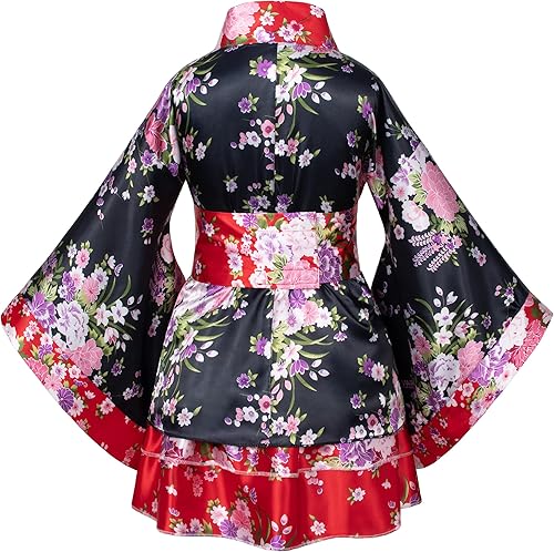 Miniatura 3 de Vestido tradicional japonés, bata tipo kimono para niños y niñas, disfraz de seda plegable para abanicos de pelo de zorro
