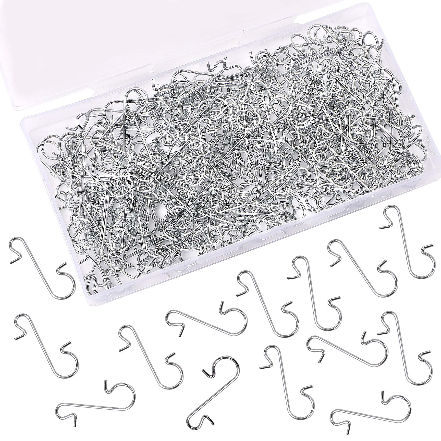240Pcs Christmas Ornament Hooks Metal Wire Hooks S-Shaped Hangers with Storage Box for Hanging Xmas Tree Decoration (Silver)