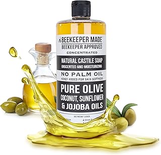 Beekeeper Made Natural Castile Soap, 32 fl oz | No Palm Oil, 8 Ingredients, Pure Olive, Coconut, & Sunflower Oils, GMO Fre...