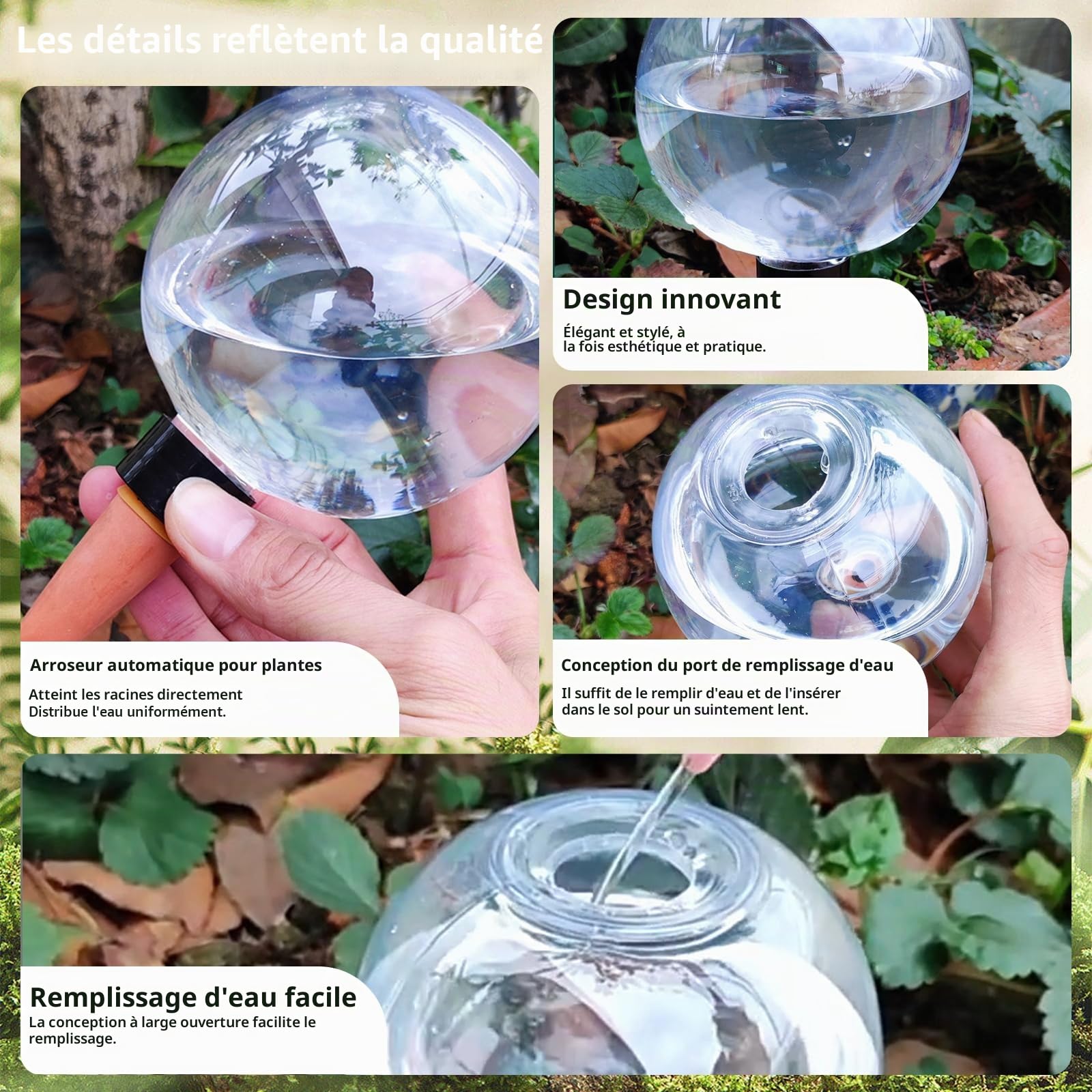4 Pièces Boules d'arrosage, 500ml Boules d'arrosage automatiques pour plantes, Oignons d'arrosage transparents, Boules d'eau pour plantes pour l'arrosage des plantes de balcon et de jardin intérieur