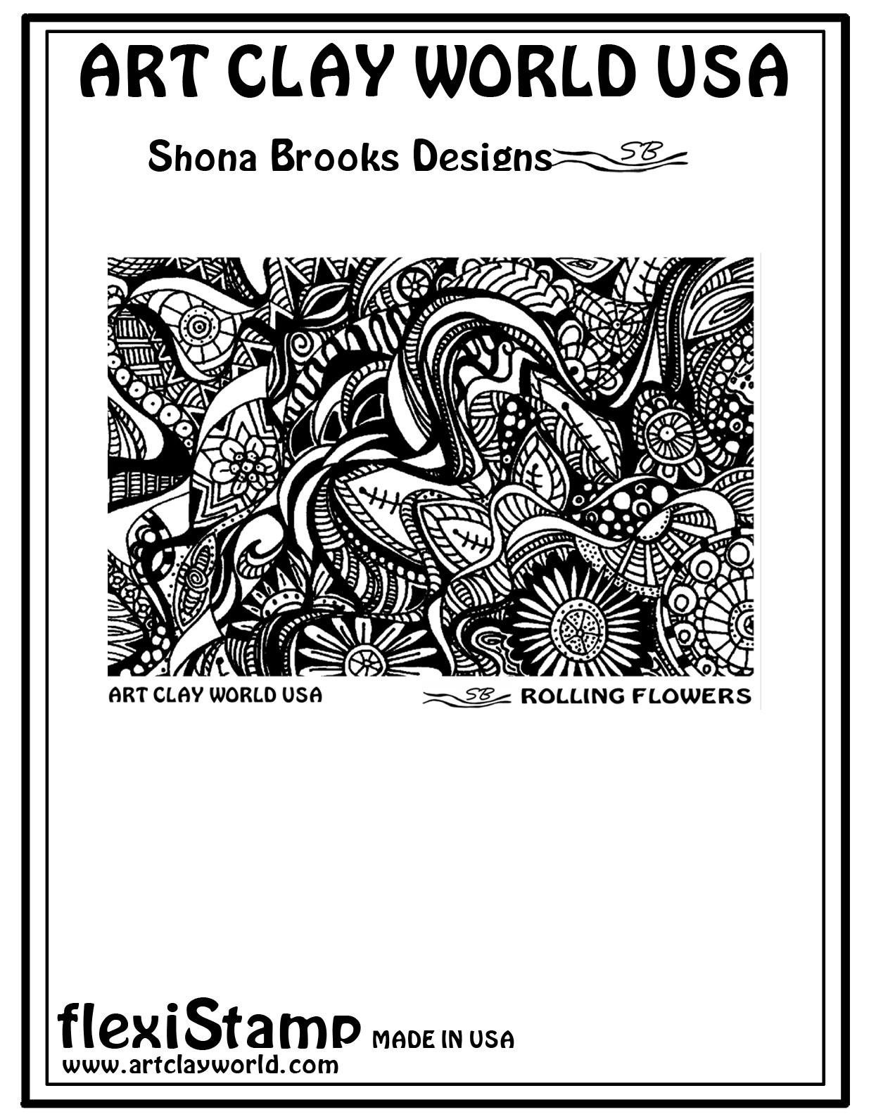 FlexiStamps Texture Sheet Shona Brooks Rolling Flowers Design - 1 pc.