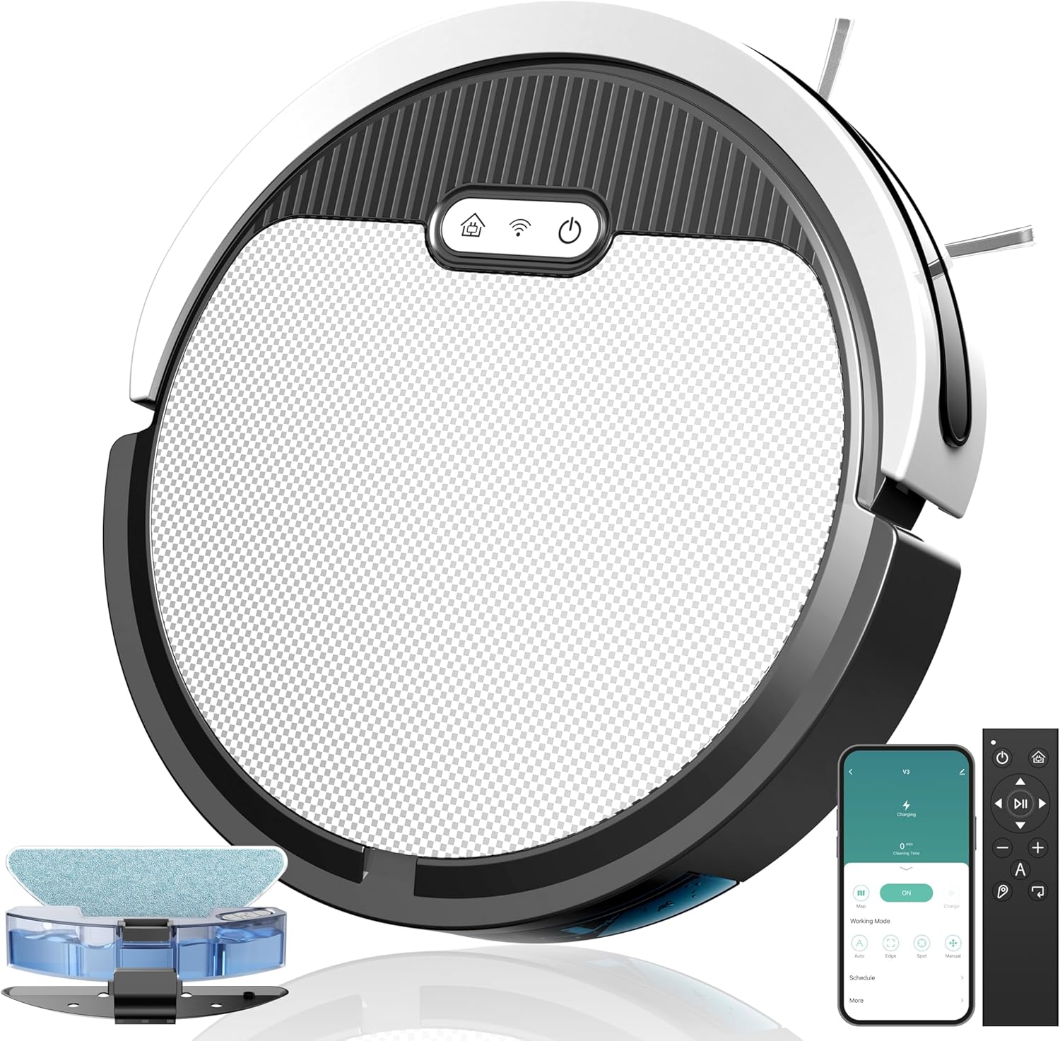 2-in-1 Robotic Vacuum and Mop with App and Voice Control, Featuring a Maximum Suction Power of 5000Pa, Scheduled Cleaning, Automatic Recharging (2)