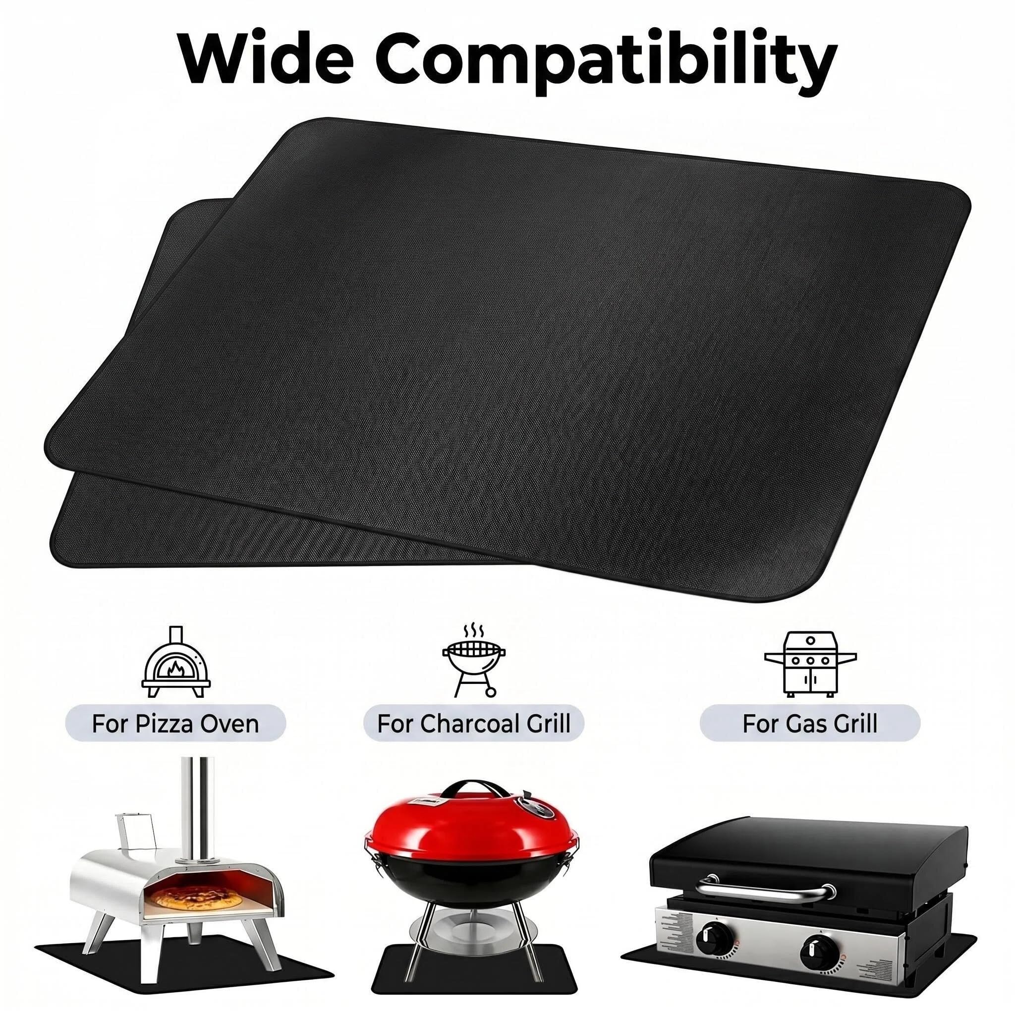 UBeesize Tapis de barbecue à 3 couches 76,2 x 122,9 cm pour barbecue extérieur, ignifuge, double face, revêtement en silicone, imperméable, résistant à l'huile et aux taches, pour terrasses, herbes et