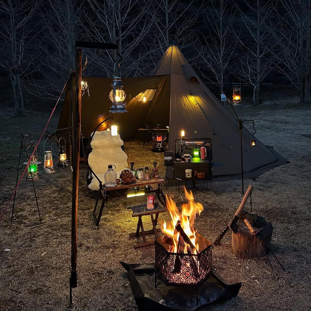 TOMOUNT Tipi - Tienda de campaña para 6 personas (nailon, con orificio para horno, 4 años, para exteriores, camping, senderismo, trekking)
