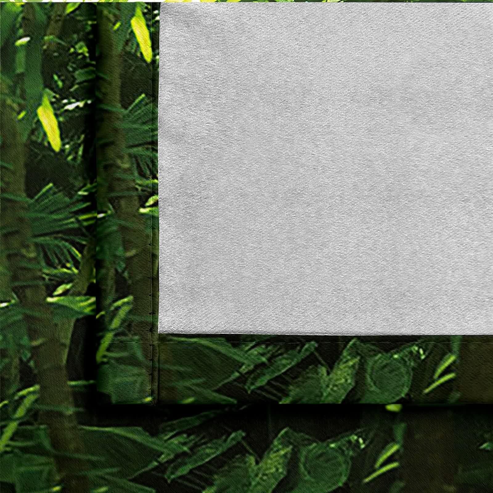 Rideau Anniversaire, Rideau Stof Polyester Vert Paysage Feuilles et Soleil 86L x 160H CM Lot de 2