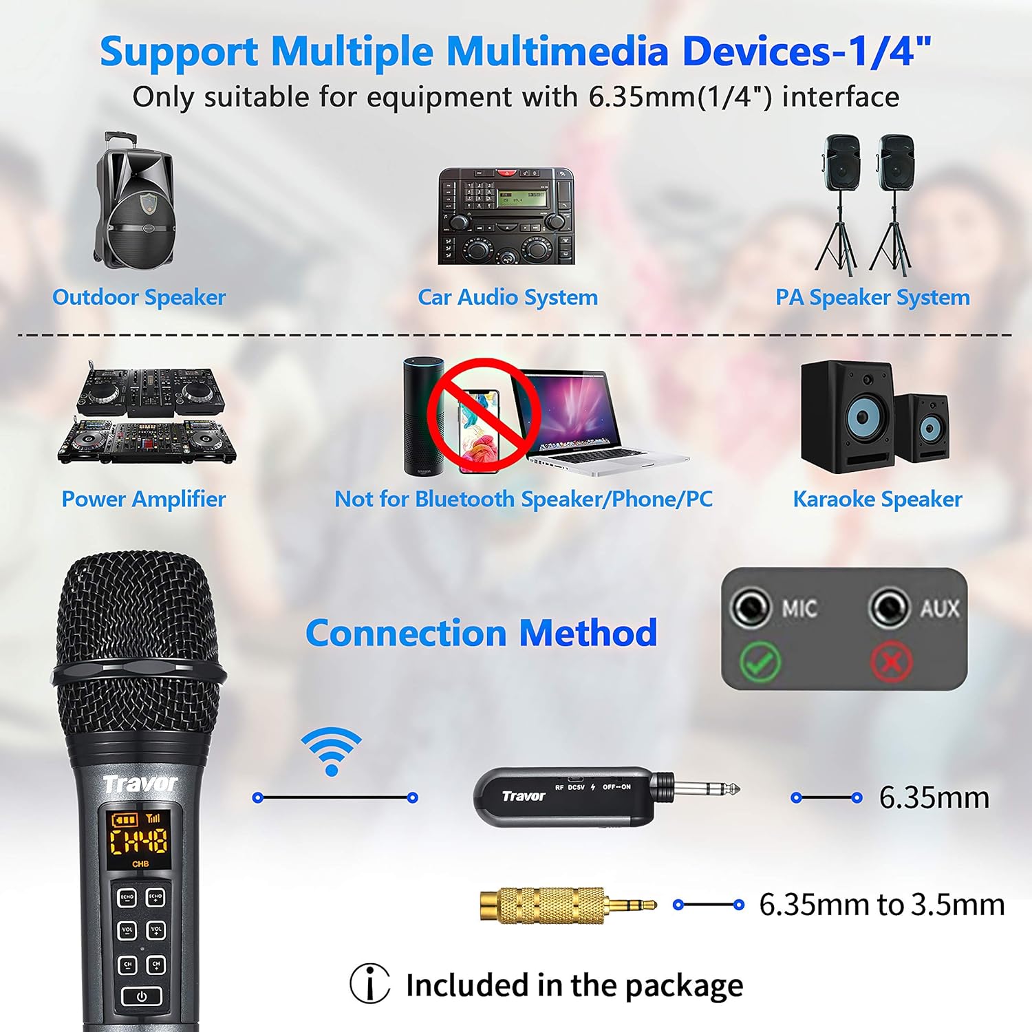 Amazing 🔥 Travor UHF Dual Wireless Handheld Dynamic Microphone with Adjustable Echo, Volume, Channel, Rechargeable Receiver for Karaoke Singing, Wedding, Amplifier, Speech, Party, 164 ft