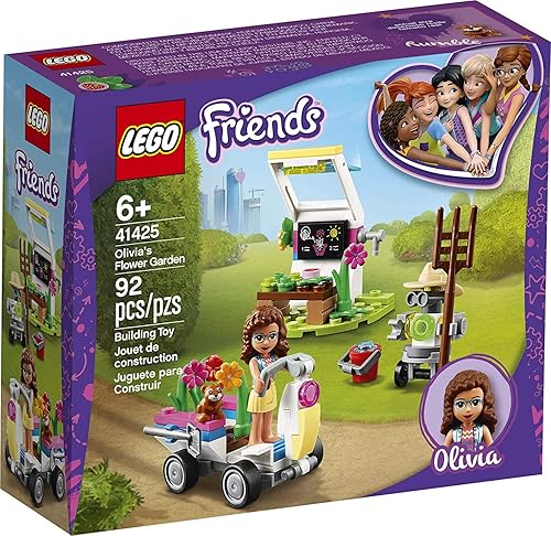 LEGO Friends Olivia's Flower Garden 41425 Juguete de construcción para niños; este jardín de juegos viene con 2 figuras construibles, Friends Olivia