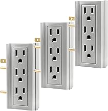 GE 6-Outlet Extender with Side Access, 3 Pack, Wall Tap, Turn 2 Outlets Into 6, 3-Prong, Indoor Rated, UL Listed, Gray, 55232