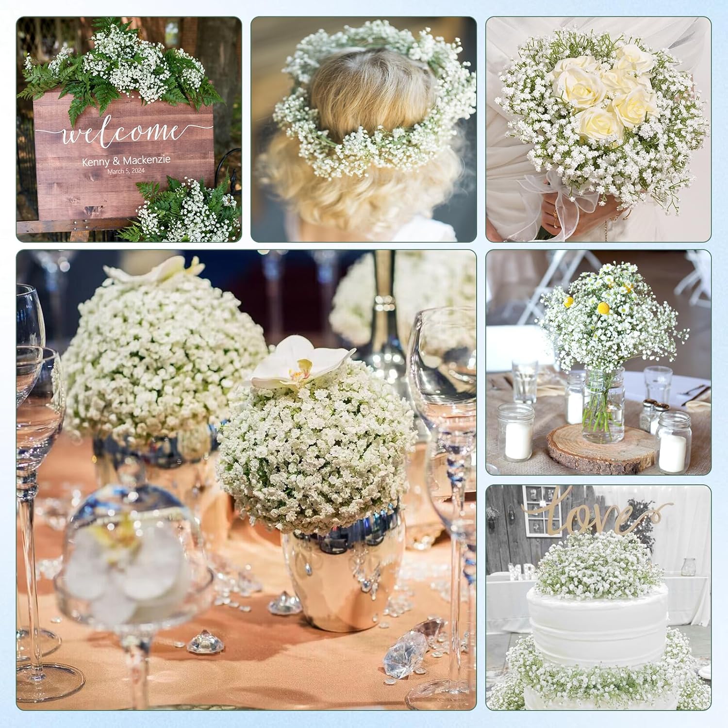 Elyum Babys Breath Artificial Flowers, 25 Pcs Long Stem Baby Breath Flowers Artificial Bulk, Real Touch White Fake Babys Breath Gypsophila for Wedding Bouquet Floral Arrangement Home Decor - Image 6