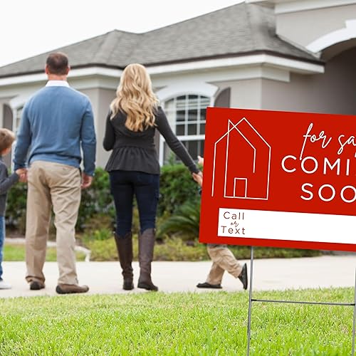 Miniatura 4 de Coming Soon - Letrero de bienes raíces para el hogar  Letrero de patio de 12 x 18 pulgadas con marco en H estaca casa de doble cara de casa abierta
