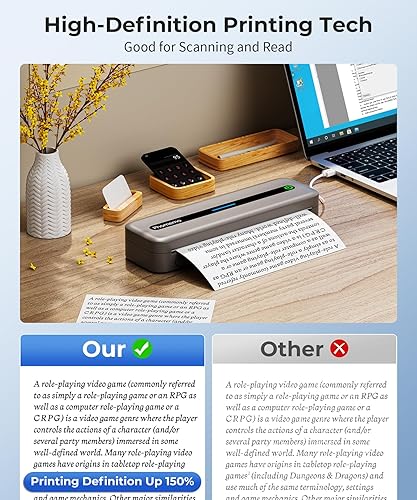 Vista 26 de Phomemo Impresoras portátiles inalámbricas para viajes, impresora térmica sin tinta Bluetooth M832, compatible con letras estadounidenses de 8.5 x