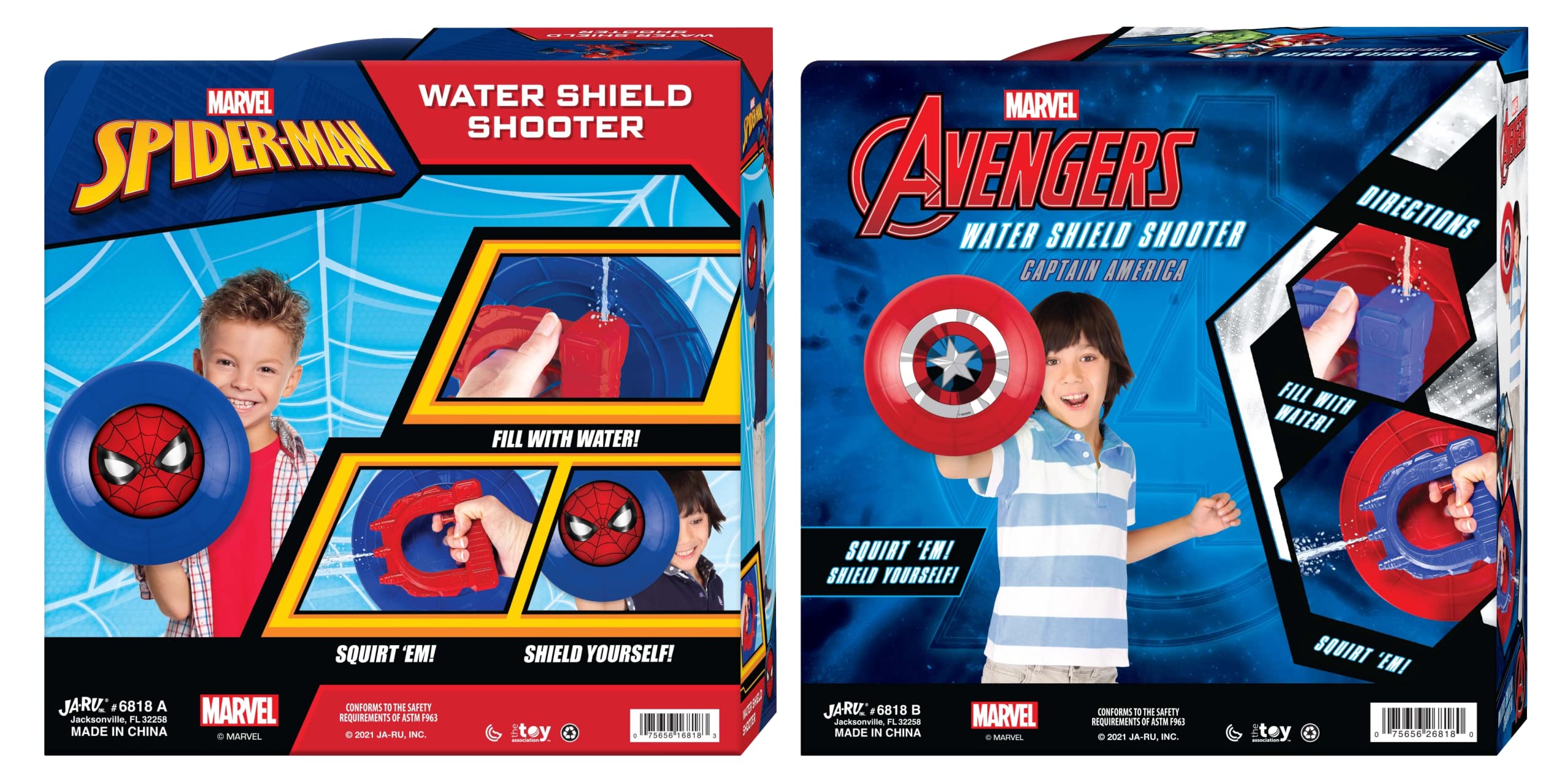 Amazon.com: Marvel Avengers Spiderman & Captain America Water Squirt Gun &  Shield Toys (6 Packs) Water Web Shooter Avengers Water Gun Soaker with  Shield for Kid Water Squirt Guns Toy. Party Pool