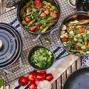STAUB Cast Iron Dutch Oven 1.25-qt Round Cocotte, Made in France, Serves 1, Matte Black
