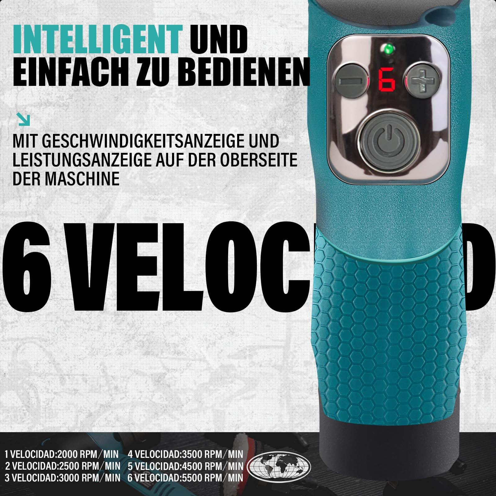 AUTIWOZ Akku Poliermaschine auto, Mini Poliermaschine für auto 30mm/75mm,Kratzerentfernung mit 12V 2.0Ah Li-Ion Akkus, 6 Geschwindigkeiten für Auto Detailing und Wachsen W62