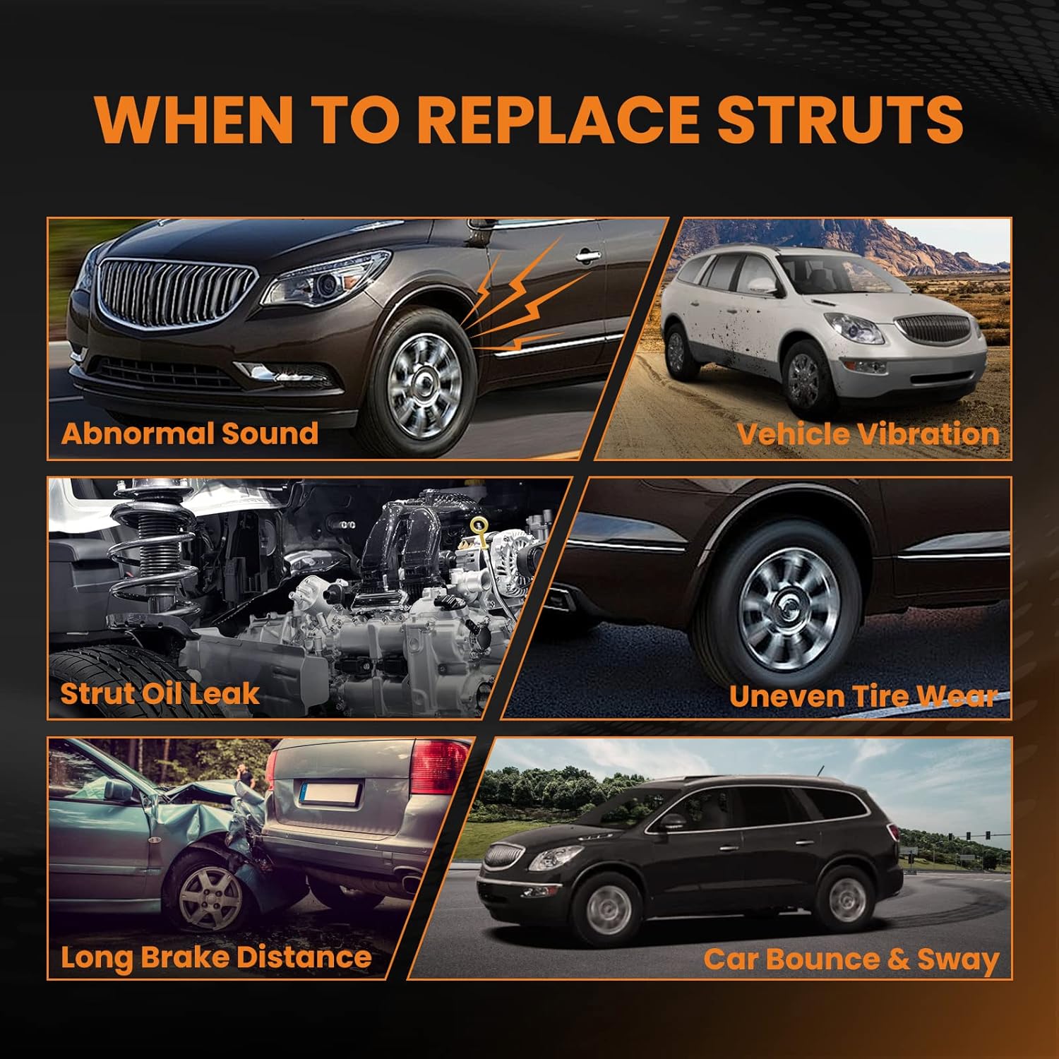 maXpeedingrods Front Shock 172518 for GMC Acadia 2007-2012, for Chevrolet Traverse 2009-2012,Shock for Buick Enclave 2008-2012, Front Shock Strut for Saturn Outlook 2007-2010, Black