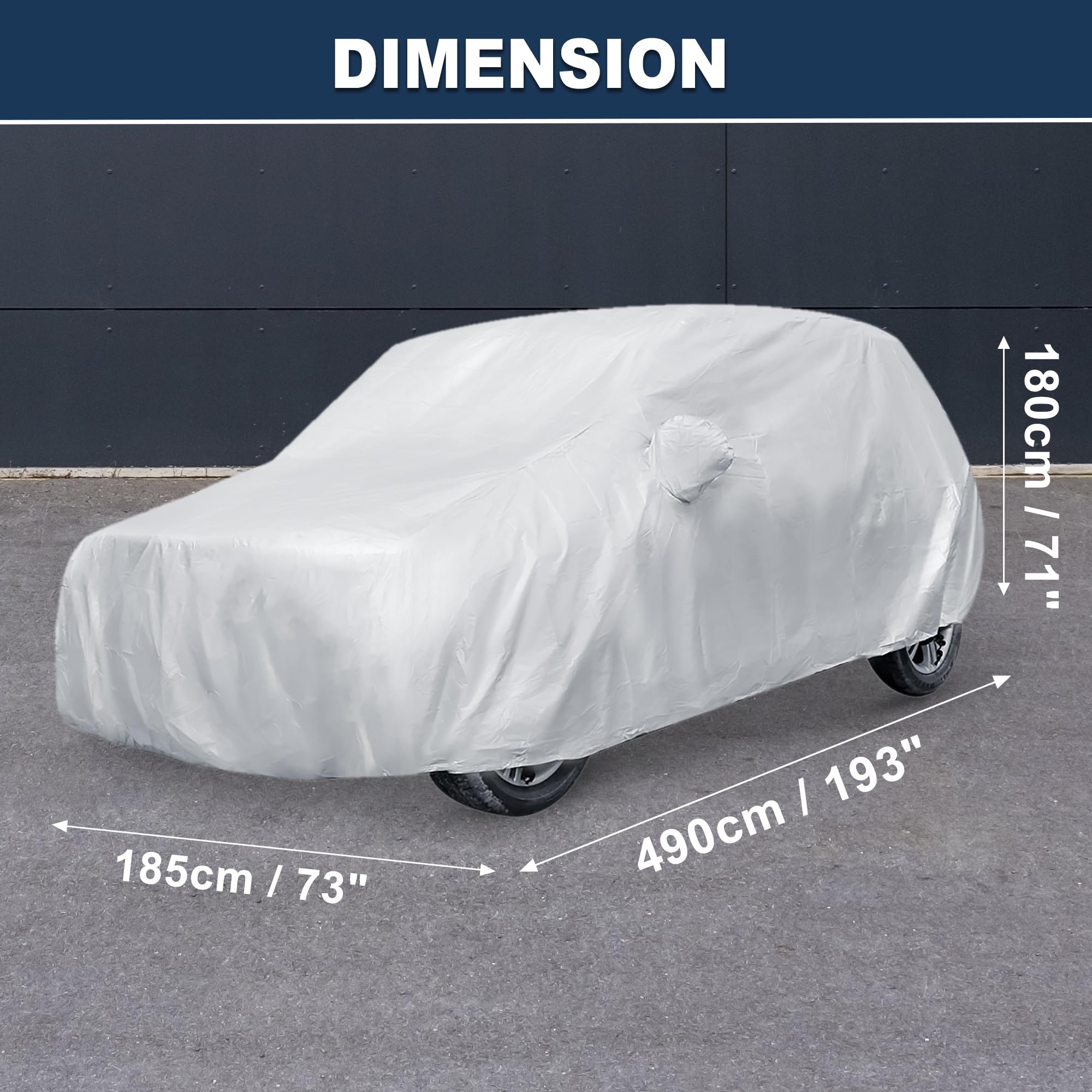 ACROPIX 180T Gray Car Cover Waterproof All Weather Full Exterior Cover Rain Hail Sun Protector Car Cover Fit — view 7