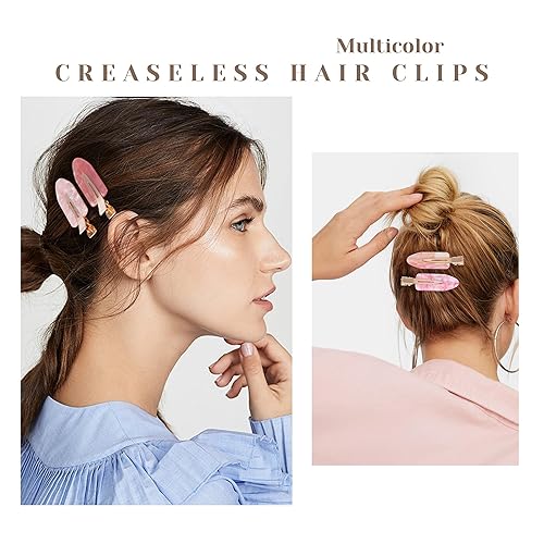 Vista 5 de No Crease Creaseless No Bend Hair Clips For Styling Non Slip Flat Clips For Makeup Hair Accessories For Women,Pink,12 PCS 40P-Rosa