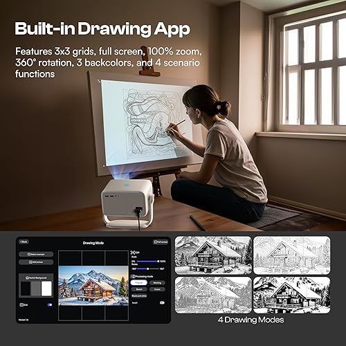 Miniatura 3 de Caydo Proyector de arte P3 con aplicación de dibujo exclusiva para artistas, enfoque automático portátil y proyector Keystone Native 1080P para
