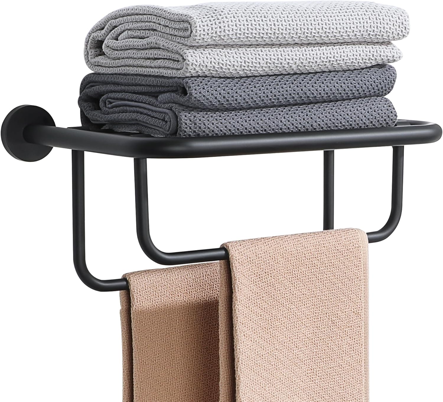 Alise Towel Rack for Bathroom,16 Inch Matte Black Towel Holder for Lavatory,Towel Hanger with Double Towel Bars for Bath Wall,Wall Mount SUS304 Stainless Steel Towel Drying Storage Shelf,GYSJ9240-B Matte Black 16 Inch double bars