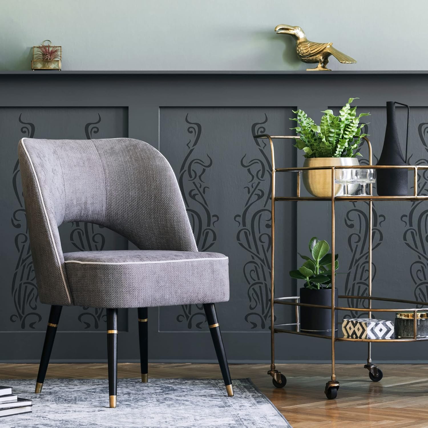 Border Reusable Plastic Wall Stencil // Art Nouveau Ornament #2 // Art Craft Mylar Template (15,7" x37,4)