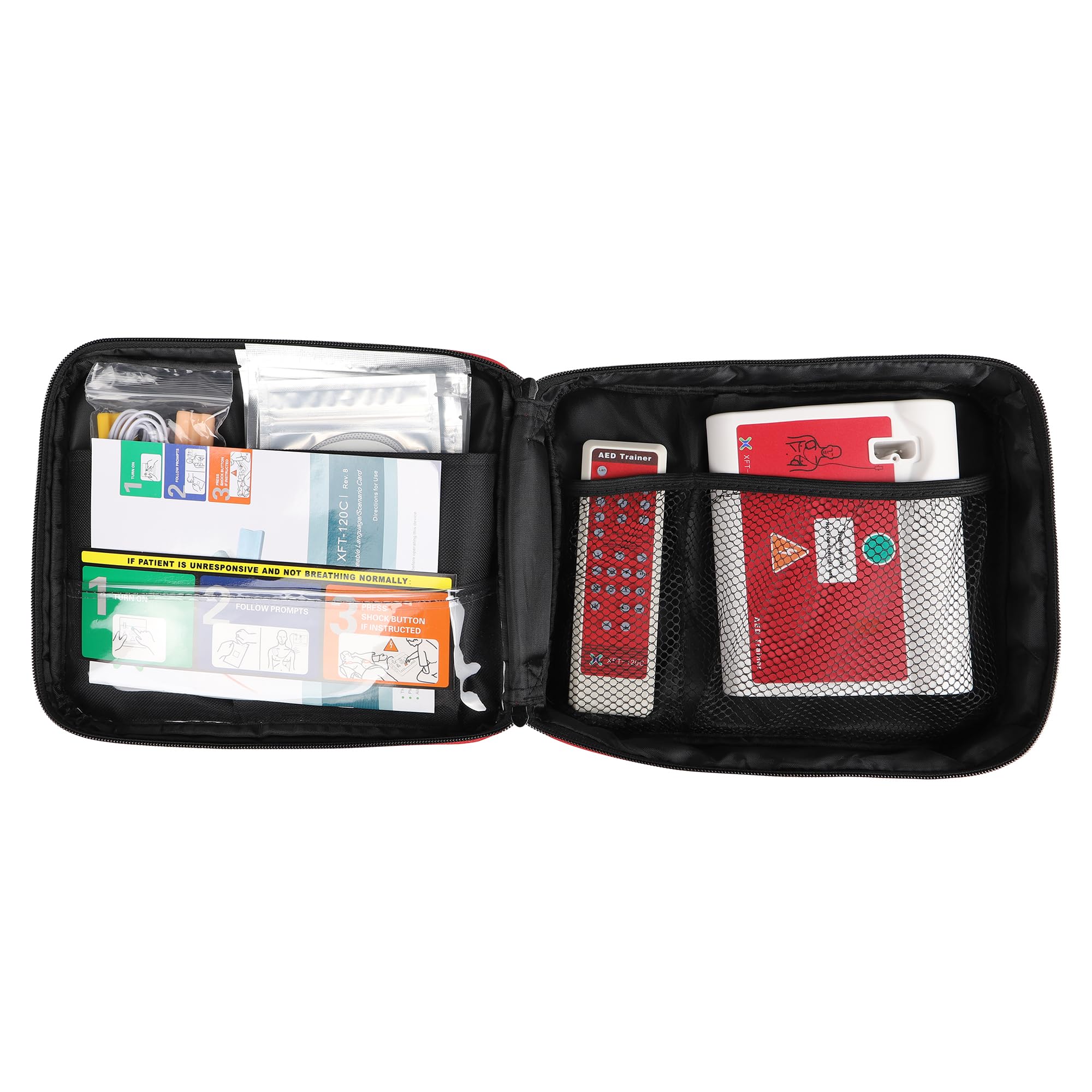 Entrenador de DEA, kit de entrenamiento de desfibrilador, entrenamiento de RCP con control remoto, voz en español e inglés, 10 escenarios diferentes, DEA Trainer para Curso de SVB y DEA (XFT 120C)