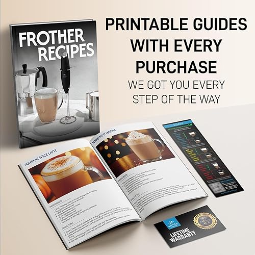 Vista 360 de Zulay Kitchen - Espumador de leche de mano con pilas AA Duracell: batidora de bebidas resistente para café, latte, capuchino y más, color aurora