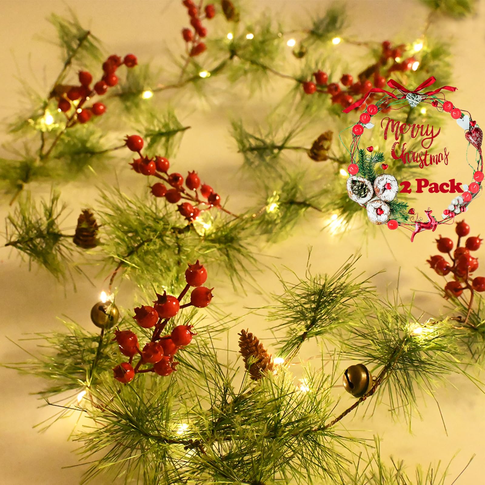 Guirlande de Noël à piles pour décorer sans prise électrique murale