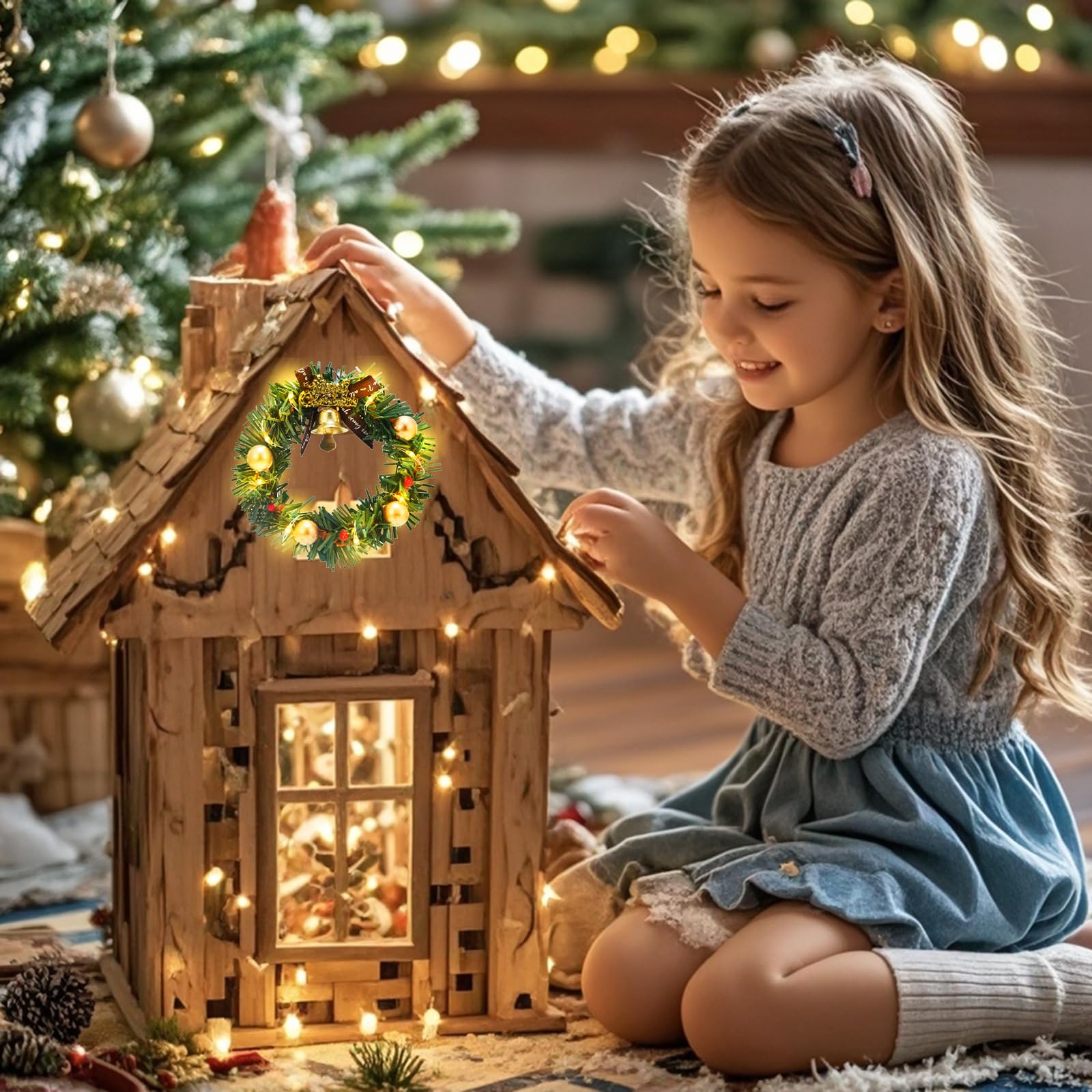 Mini Ghirlanda Di Natale, 2 Pezzi Ghirlanda Natalizia Piccola, 30 Cm, Decorazioni Per Albero Di Natale, Ghirlanda Natale Miniatura Per La Decorazione Della Casa Delle Bambole - 5