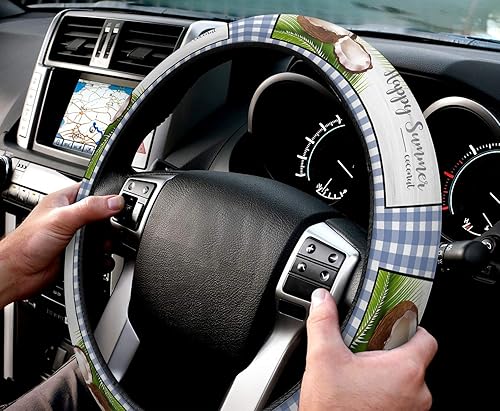 Miniatura 3 de Car Steering Wheel Cover, Summer Coconut Wood Grain Elastic Stretch Sponge Steering Wheels Protective Cover for Vehicles Trucks SUVs Universal