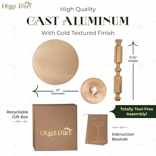 Miniatura 3 de OBJET D'ART Mesas auxiliares pequeñas redondas doradas, Rhodes, 21'' de altura, acento vintage de metal, mesas laterales, de pedestal, para cócteles