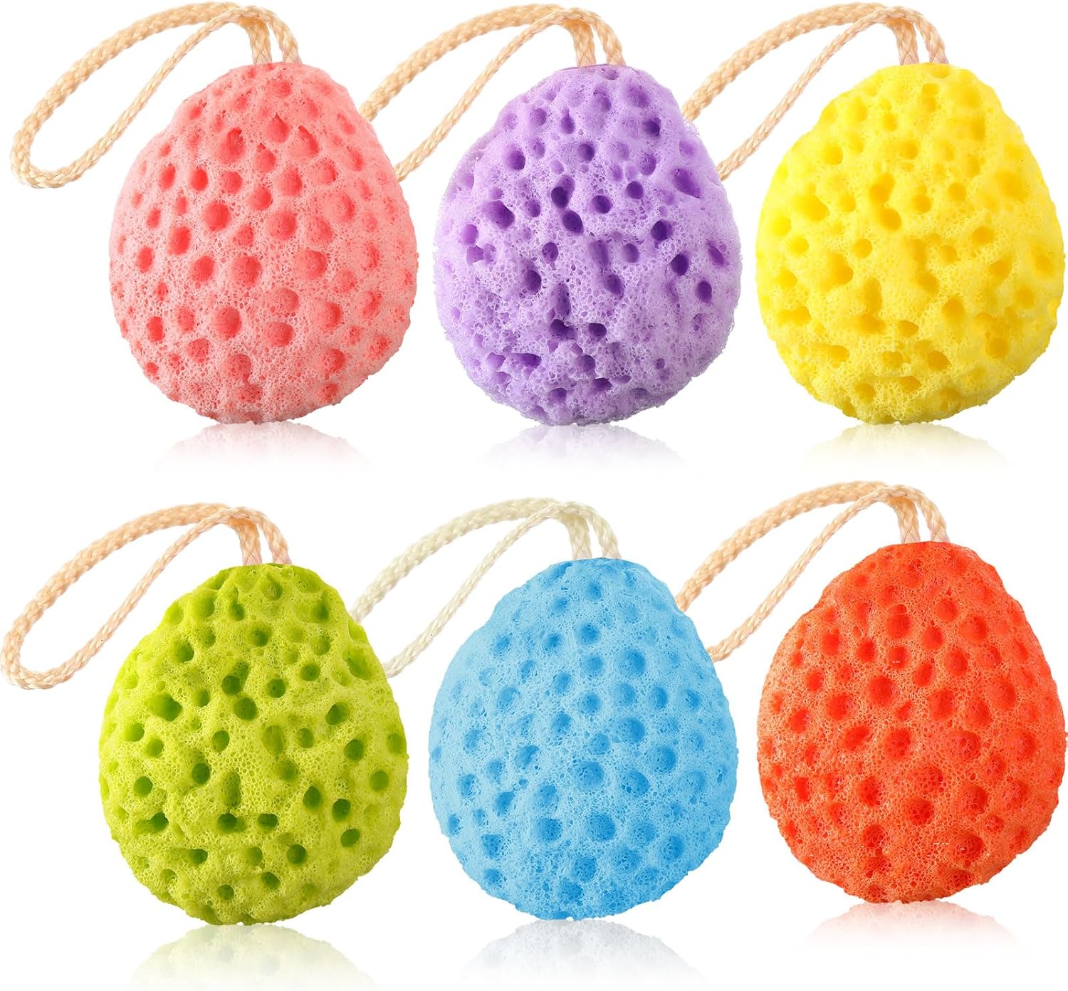6 Pcs Bath Sponge Deep Cleansing Body Loofah Gentle and Deep Exfoliating Body Scrubber Bath Accessories Men Women Baby Sponge for Bathing Shower (Bright Color)