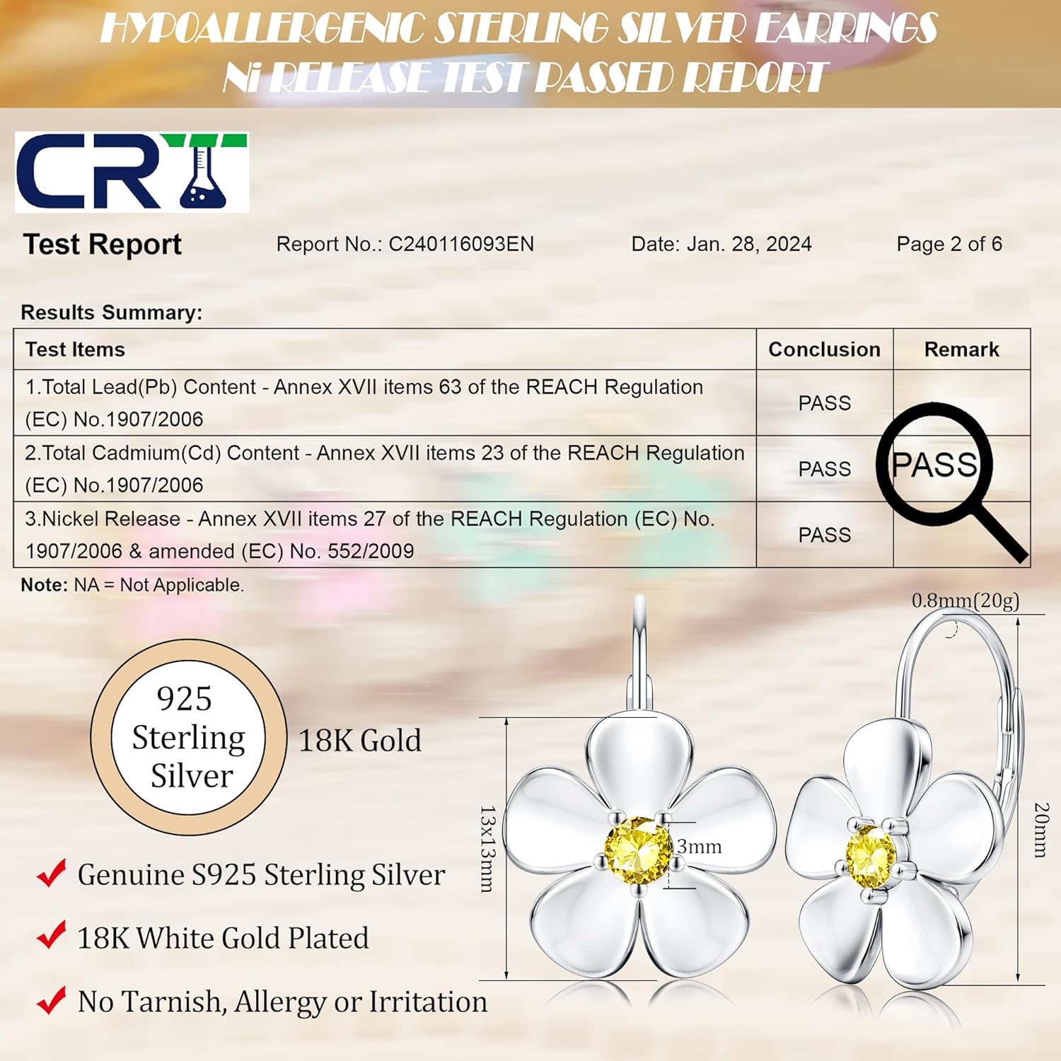 MILACOLATO 925 Sterling Silver Flower Hoop Earrings for Women 18K White Gold Plated Plumeria Flower Dangle Earrings Hypoallergenic Leverback Earrings for Sensitive Ears Valentine's Day Jewelry Gifts - Image 4