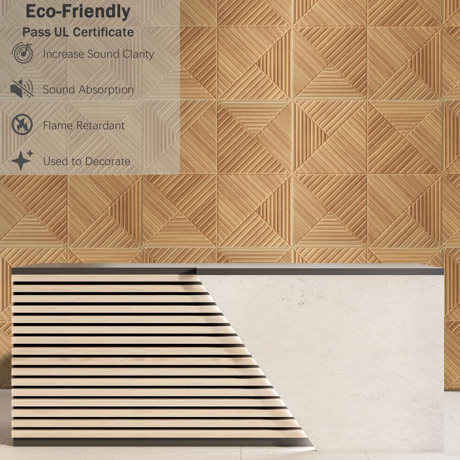 Pannelli Acustici Autoadesivi Effetto Legno, Pannelli Fonoassorbenti Decorativi Murali, 6 Pezzi Pannello Decorativo Parete Adesivo 3D Fonoassorbente Decorativo per Studio Cameretta Home Ufficio