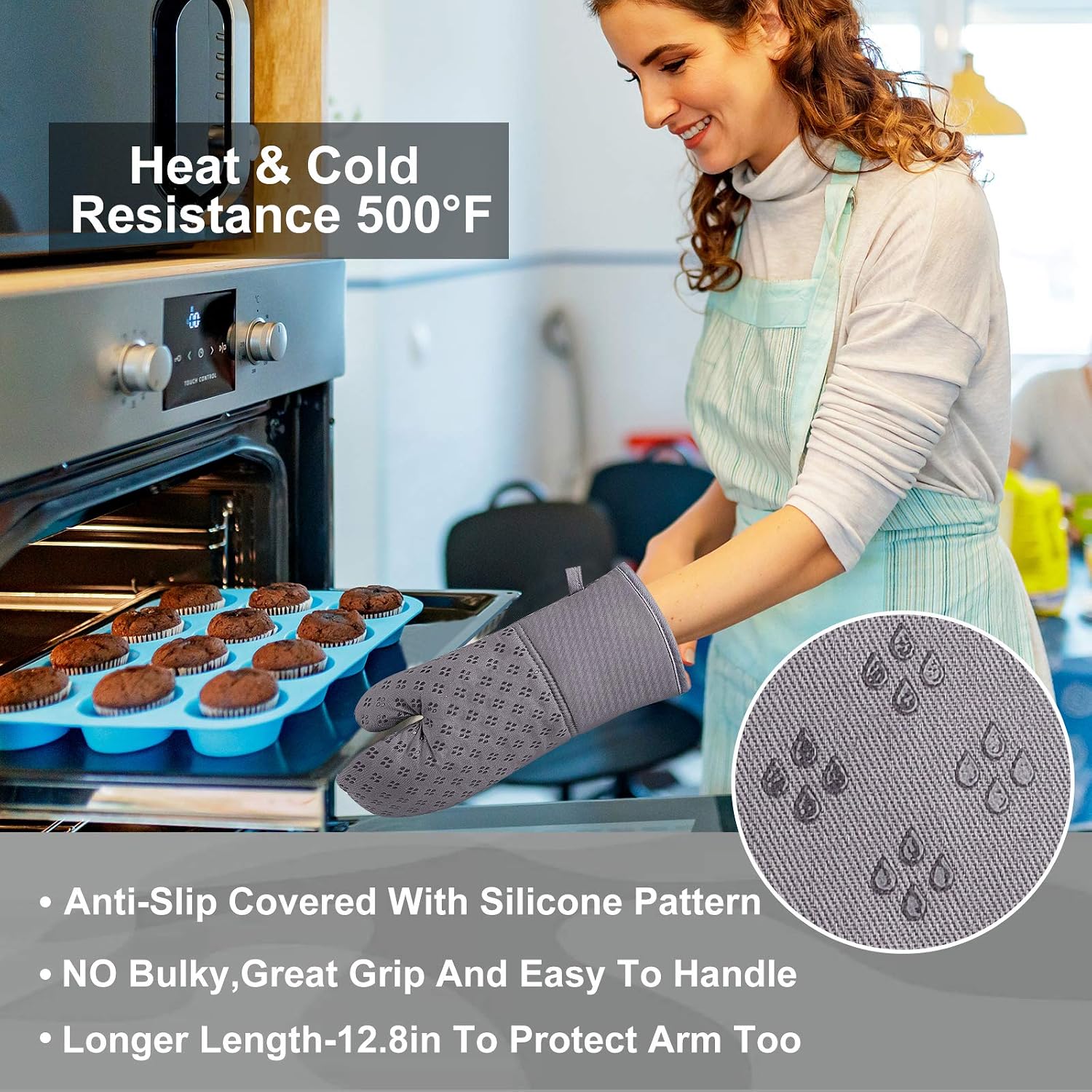 Oven Mitts and Pot Holders Set 10 Pcs ,with Kitchen Towels Dishcloths and Dish Drying Mat,500 Degree High Heat Resistant Oven Mitts,Microfiber Super Absorbent Soft Towels-for Kitchen,Cooking,Baking