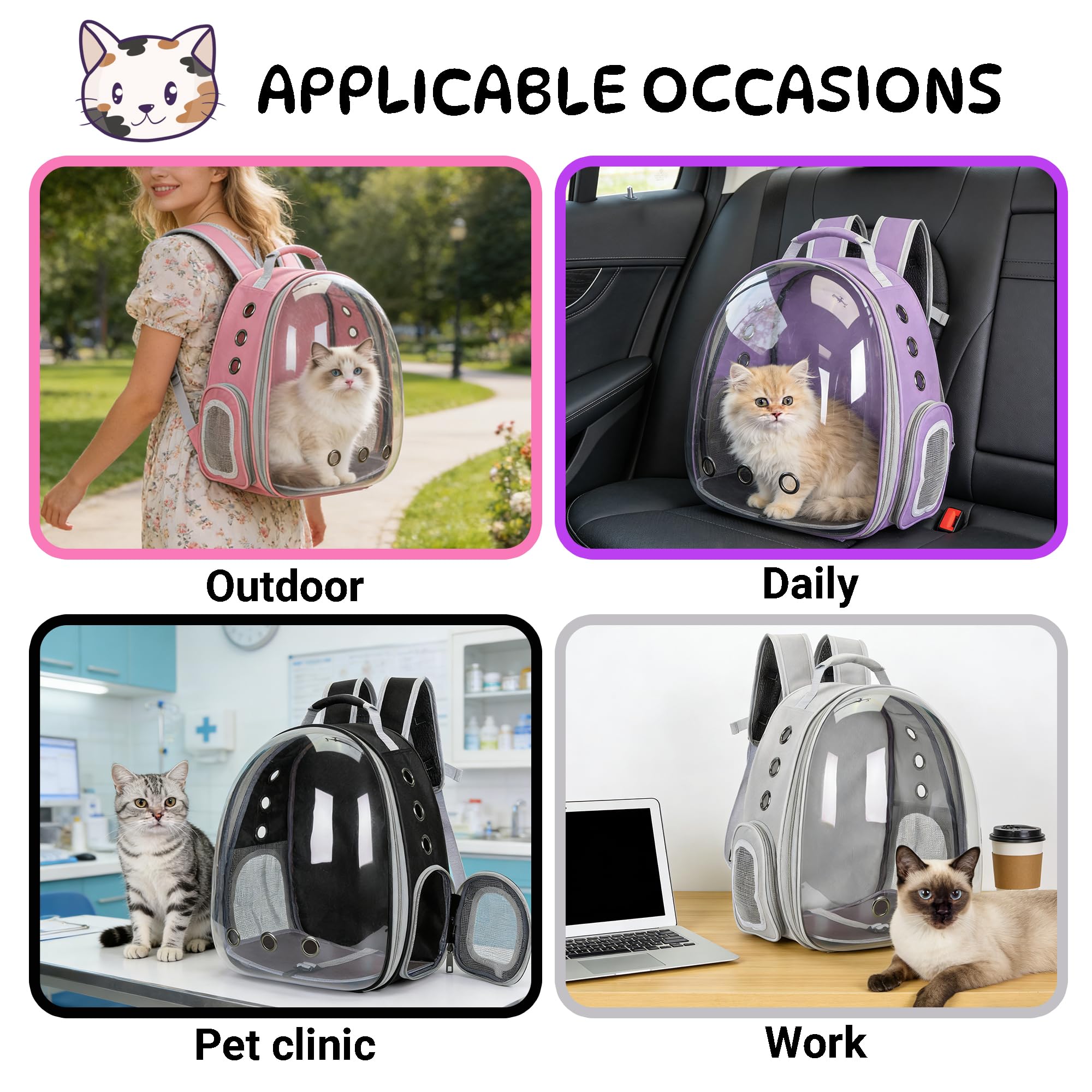 Mochila transportadora de Burbujas para Gatos, para Perros pequeños y medianos, Bolsa de Transporte para Gatos, Bolsa de Transporte para Mascotas aprobada por aerolíneas, Mochila para Perros
