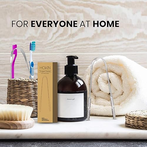 Miniatura 8 de HOKIN - Raspador de lengua para adultos 1 unidad de cuidado bucal de acero inoxidable para reducir el mal aliento raspadores 100 de metal