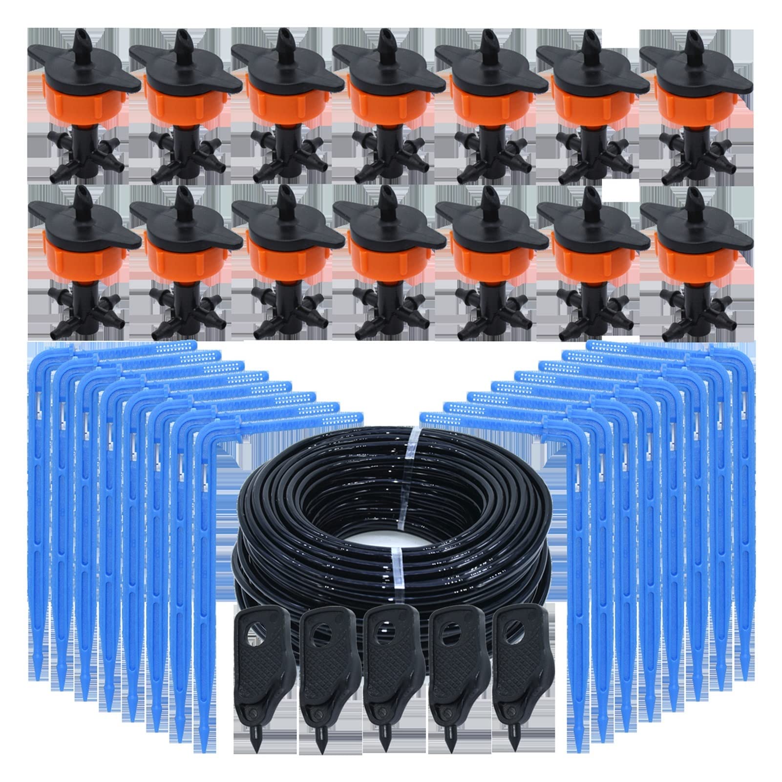Zestaw do nawadniania kropelkowego 2 l system nawadniania kropelkowego 4-kierunkowy system nawadniania strzałka kroplujący mikroprzepływ doniczka sadzenie 3/5 mm wąż szklarnia 5-50 zestawów (kolor: KSL01-KIT129-2L-50M)