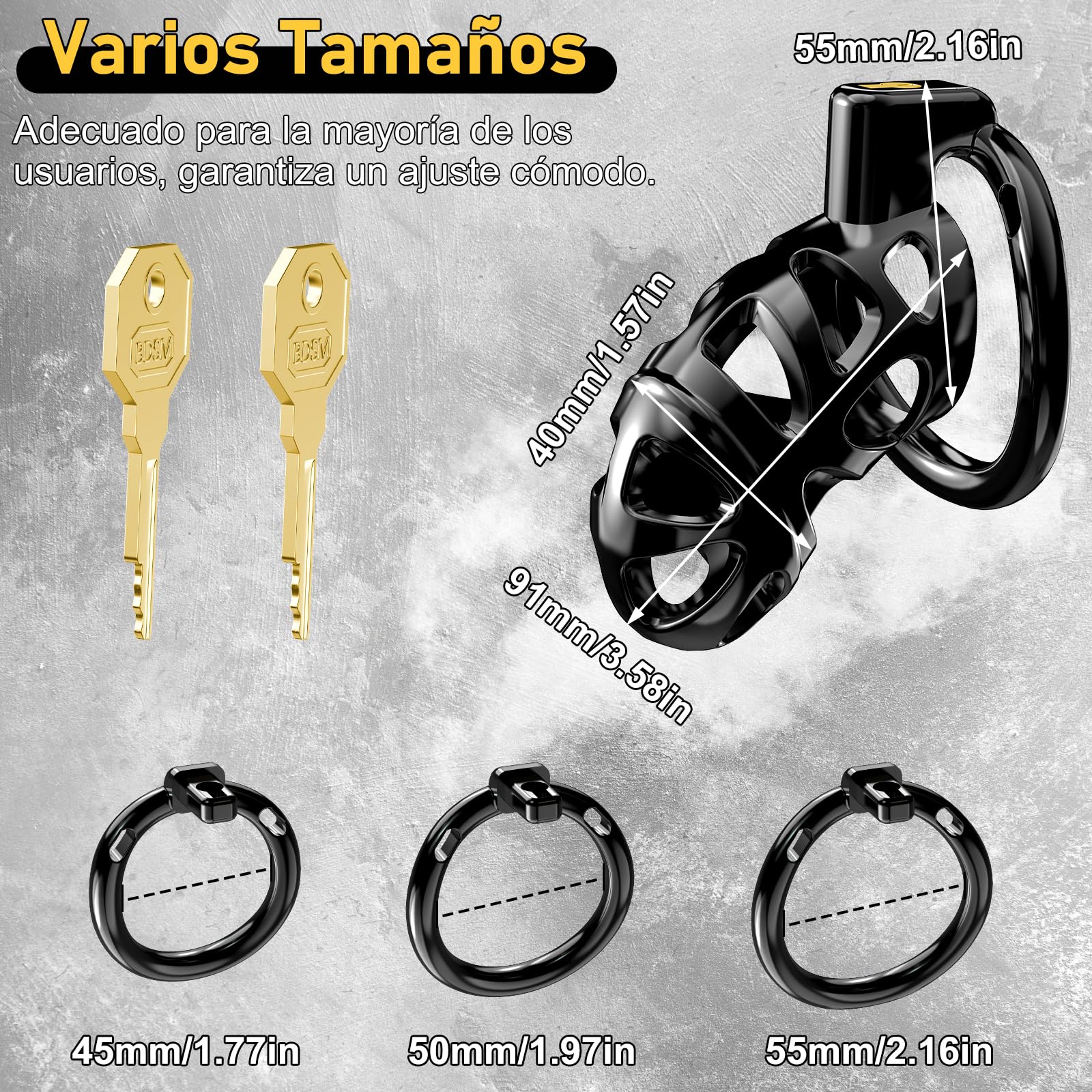 Jaulas de Pene de Nueva Versión de Gethorny - Dispositivos de Castidad Masculina Ligeros con 3 Anillos para el Pene Extraíbles para Prevenir Erección Bondage SM Juguetes Eróticos para Pareja Sexuales