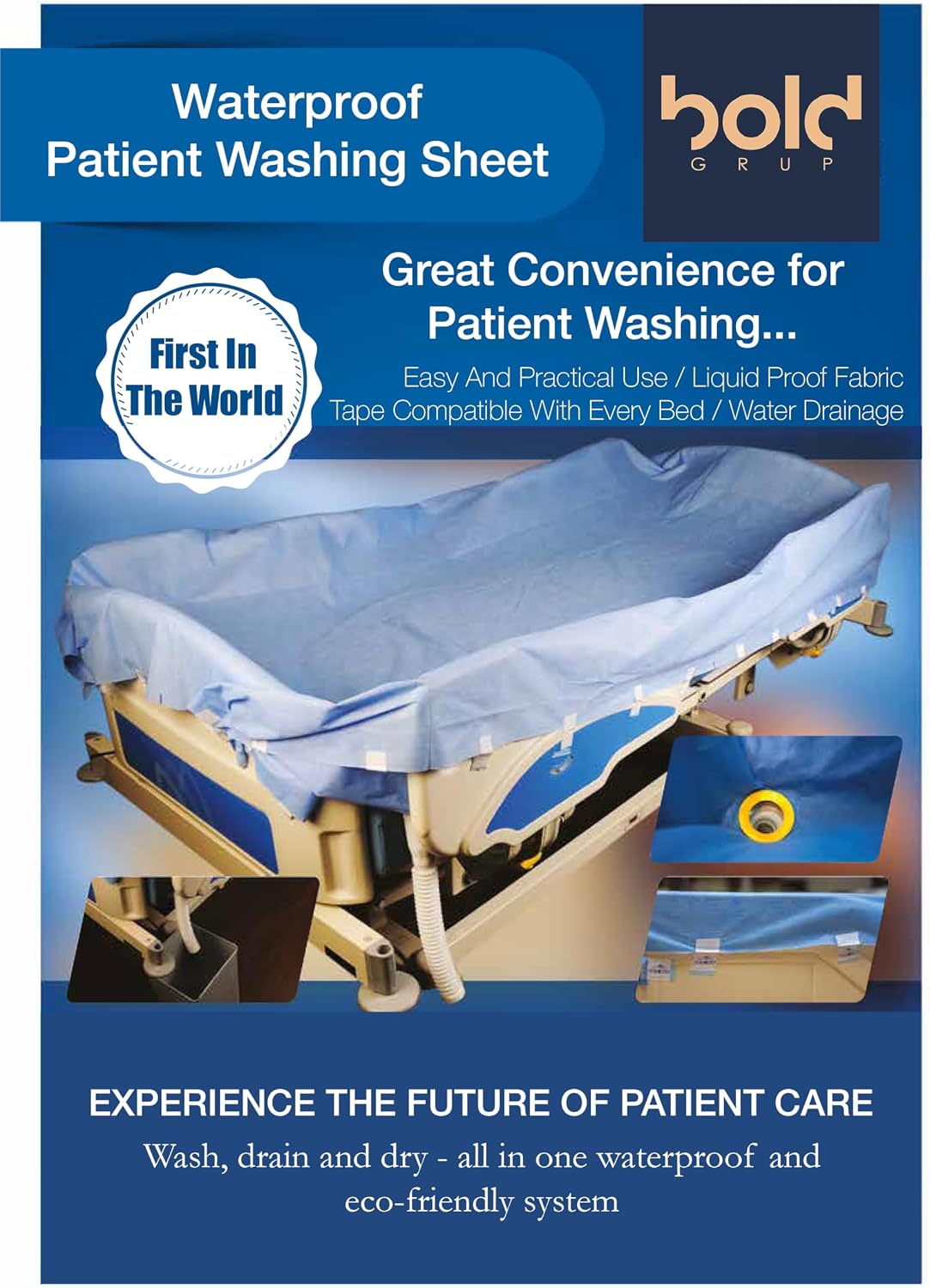 Patient Washing Sheet with Drainage Hose - Waterproof Bed Pad & Portable In-Bed Shower Bathing Kit for Bedridden, Elderly & Disabled - Reusable Medical Basin & Caregiver Aid