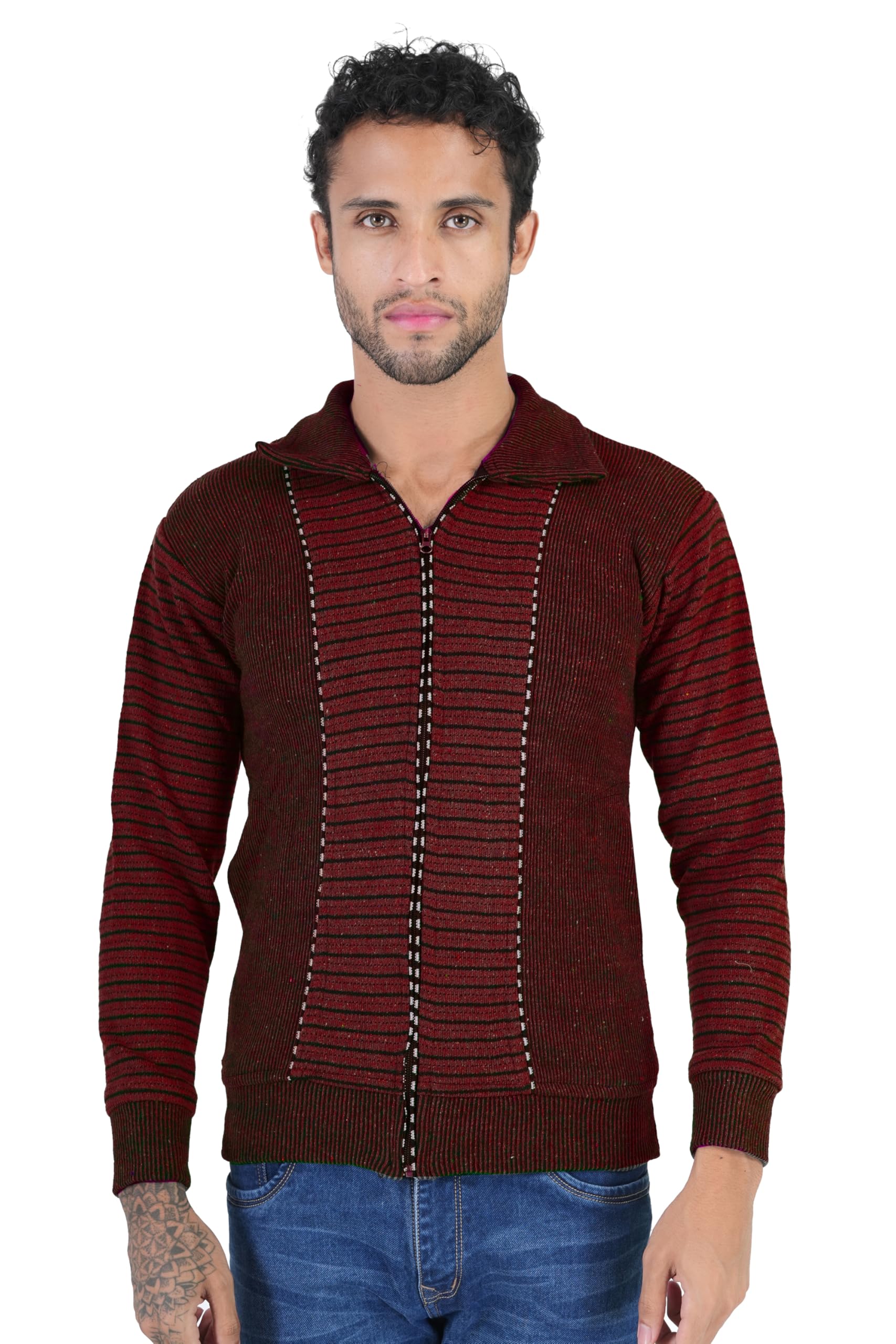 MANRA Men Zipper Thick Fabric Woolen Full Sleeve Collar Zipper Jacket/Sweater-picture-32