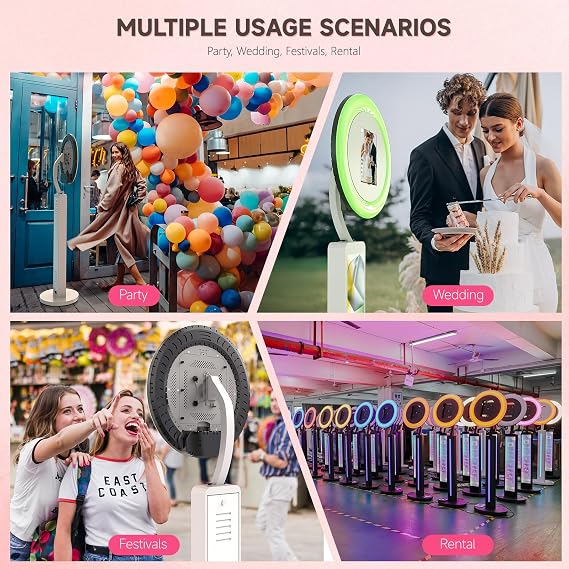 MWE Photo Booth with Flightcase, Ring Light, Logo Customisation, Support Software and Remote Control, Suitable for Parties, Weddings, Rentals, Youtube, Video, Tiktok Live (Light Box, White)