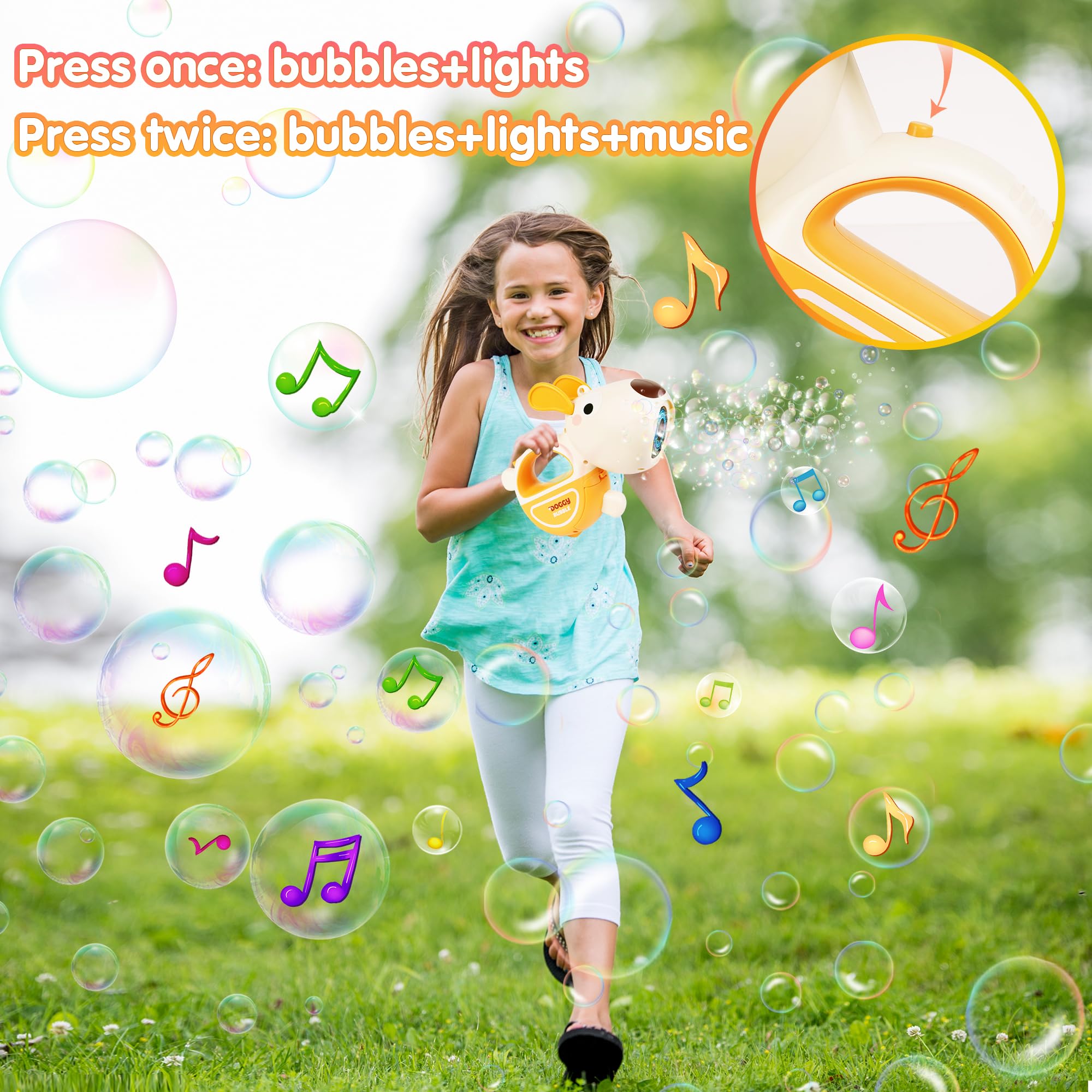 Pistola per bolle di sapone per bambini, macchina per bolle di sapone, macchina per bolle di sapone, luce a LED, elettrica con serbatoio da 100 ml, blu automatico per bolle di sapone